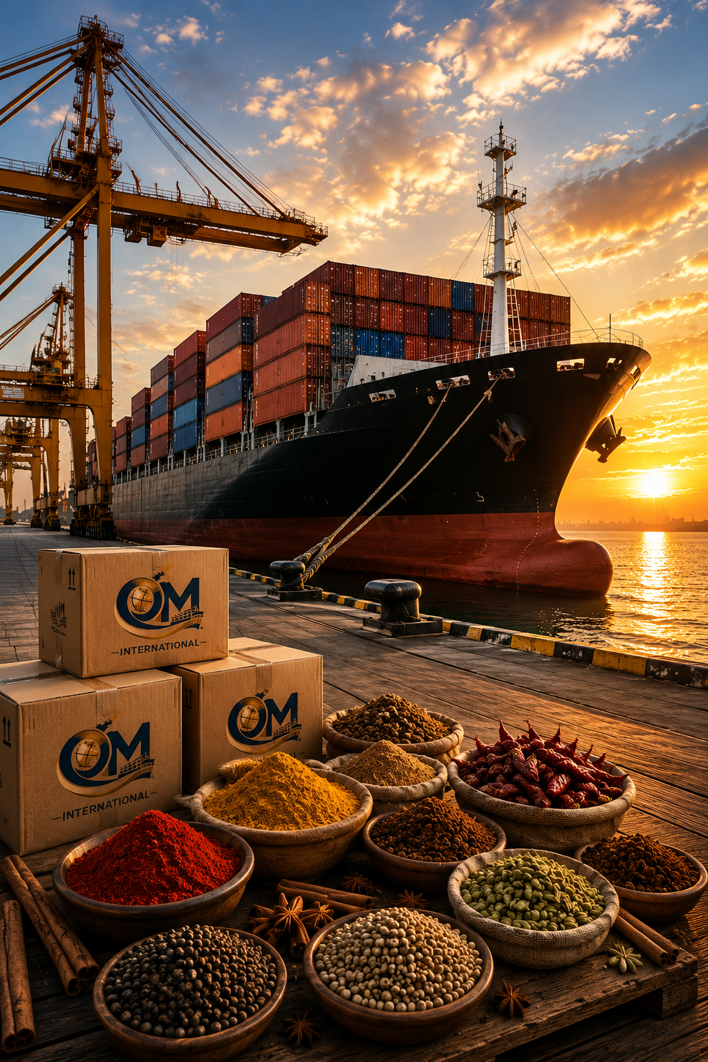 Container ship at port